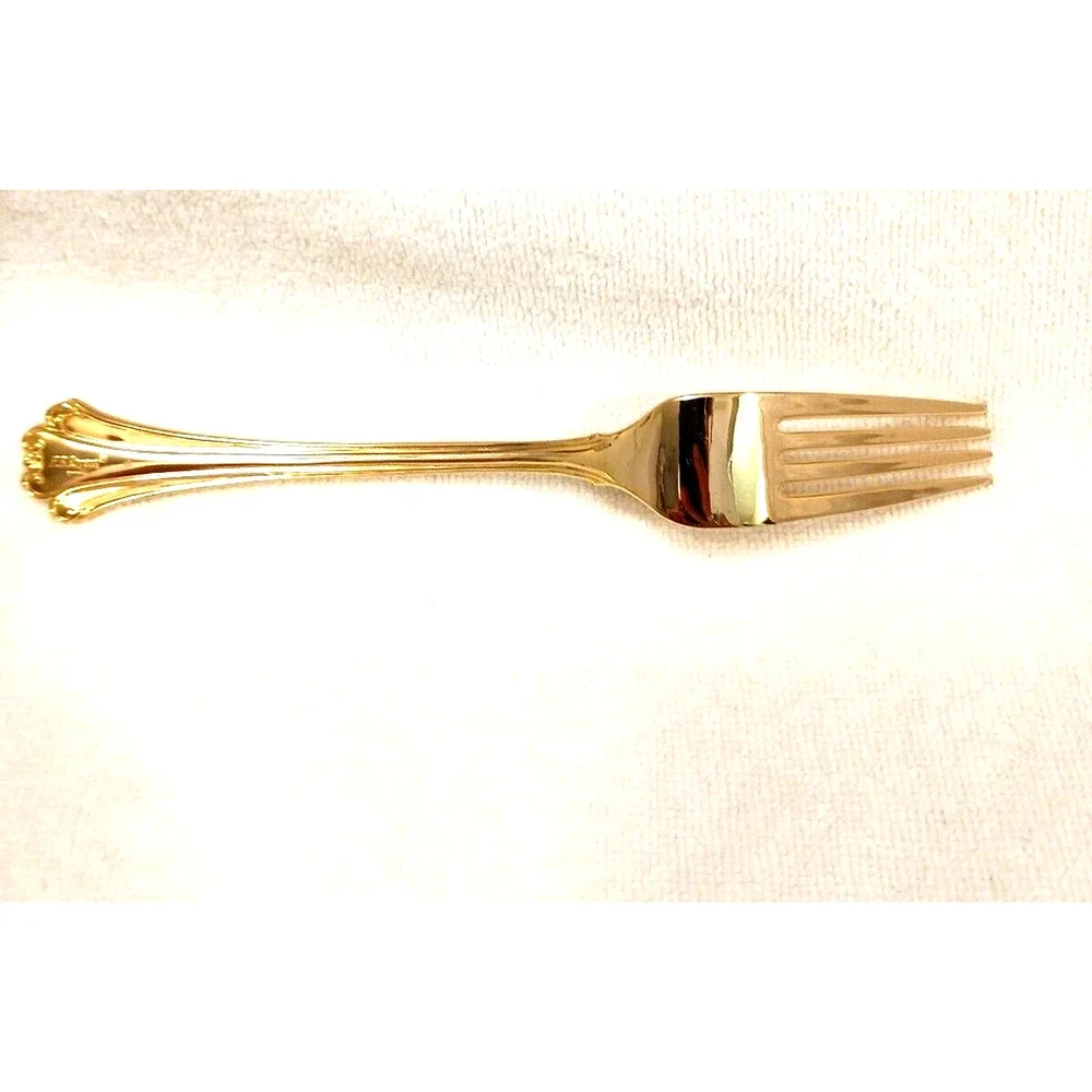 F.B. Rogers Gold‎ DINNER FORK Chippendale Gold Electroplate HOLIDAY WEDDING VNTG